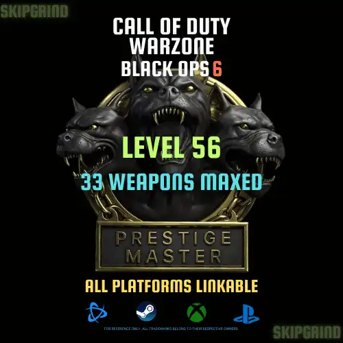prestige master | lvl 56 | 33 maxed weapons | warzone & bo6 account